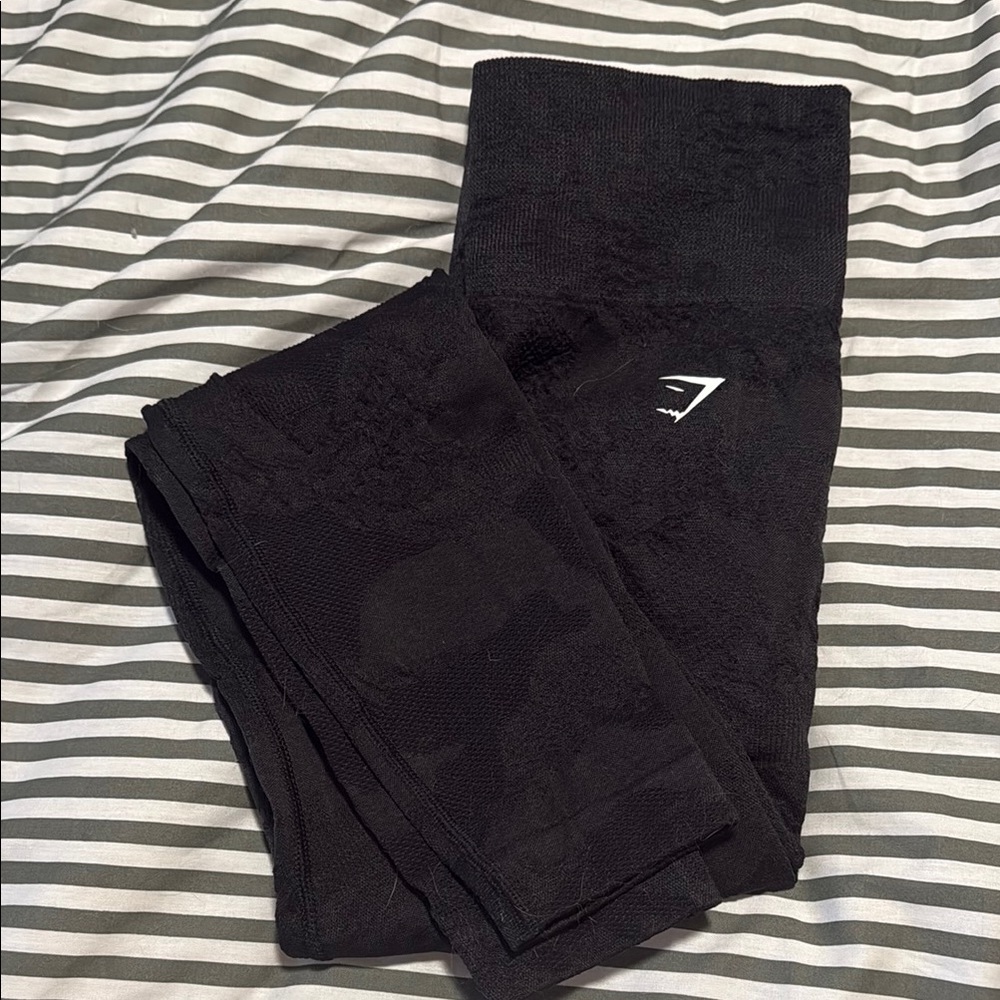 Gymshark Adapt Camo Seamless Leggings - Black/Onyx Grey